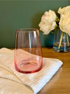 Source Unknown Pink Tinted Stemless Glass